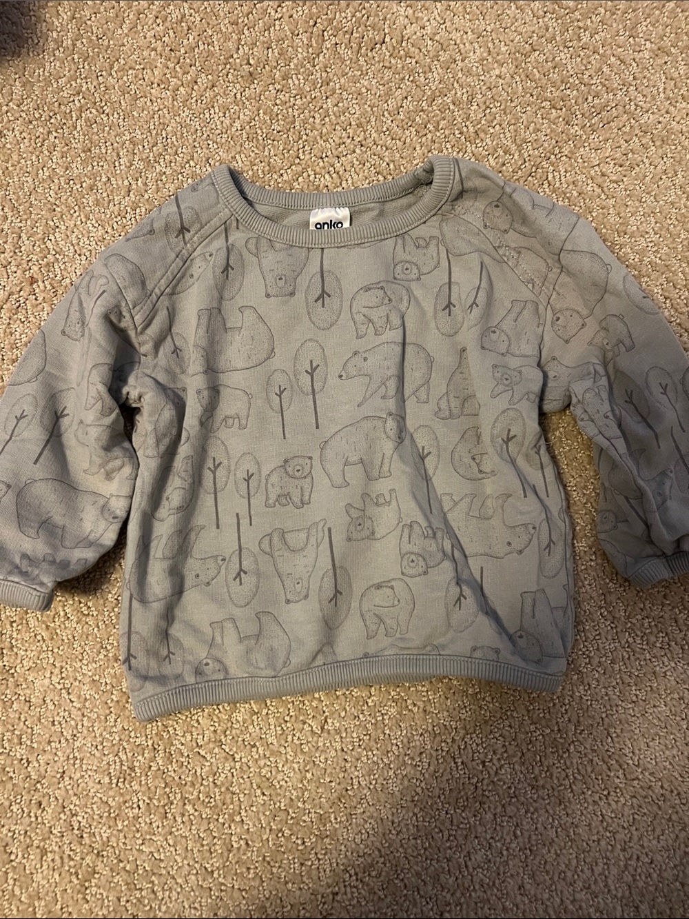 Anko Light Gray green Bear Print Sweatshirt